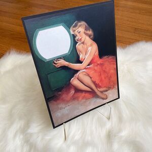 VTG Gil Elvgren Pinup Print 11.25 x 8.75 Inch Framable Artwork Blonde Dress TV